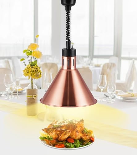 YJINGRUI Lámpara de Calor Colgante para Buffet 250W con Brazo telescópico Ajustable (60-180cm) para Calentamiento de Alimentos, Apta para cocinas y restaurantes (Color Bronce)