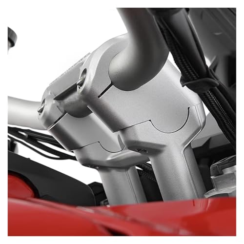Elevador de manillar CNC plateado con abrazadera para Multistrada V4 3