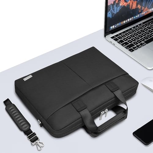 Image of GRIPP Hugo Laptop Sleeve Bag for Laptop /MacBook up to 14 Inch, Detachable Shoulder Strap, Carry Handle, Trolley Sleeve, Tablet Compartment, Multiple Organisers, Office and Travel Bag - Black