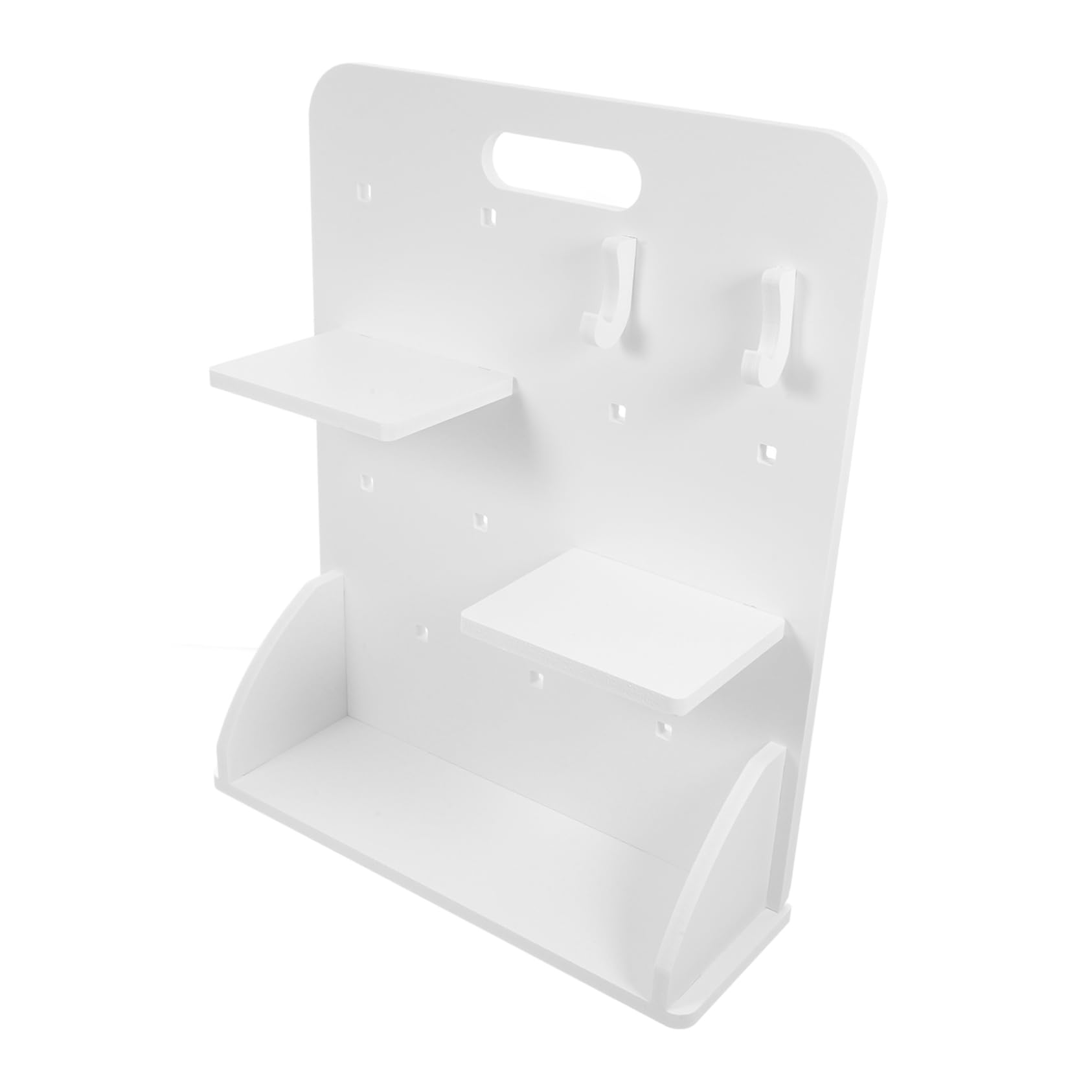 Unomor 1Set Pegboard Desktop Storage Organizer with Shelves and Hooks No Drill Vertical Display Rack for Efficient Workspace Organization and Clutter Tabletop