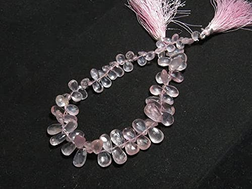 Rose Quartz véritable en briolettes facettées, la douceur d'une pierre naturelle unique