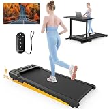 HiFast Walking Pad, Under Desk Treadmill with Incline, 300 Lbs Capacity Portable Treadmills for Home Office, 2 in 1 Mini Desk Treadmill with Remote Control, LED Display Black (Black)