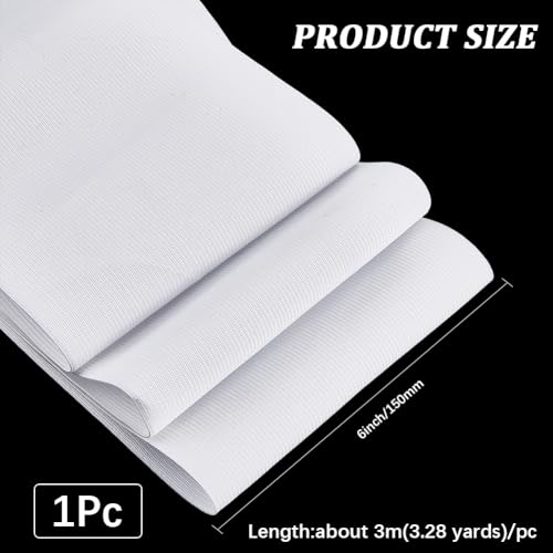 3.28 Yards 5.9 Inch Elastic Band Spool White Heavy Stretch High Elasticity Knit Strap Wide Flat Braid Sewing Elastic Bands for Sewing Making Waistband Underwear Pants Sportswear Accessories2
