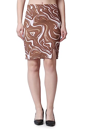 Image of POPWINGS Women Casual Pencil Slit Printed Skirt for Women | Summer Skirt for Women | Concert Slit Short Skit for Women