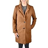 U&F Damen-Mantel knielang mit praktischen Eingrifftaschen & Knopfleiste | eleganter & warmer Mantel für Herbst & Winter | klassischer Übergangsmantel mit Revers-Kragen | Camel XXL