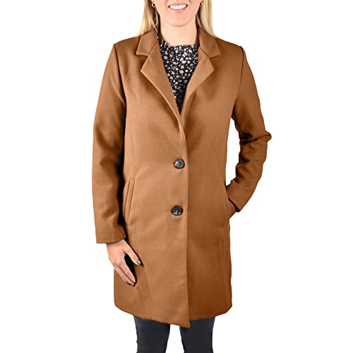 U&F Damen-Mantel knielang mit praktischen Eingrifftaschen & Knopfleiste |...