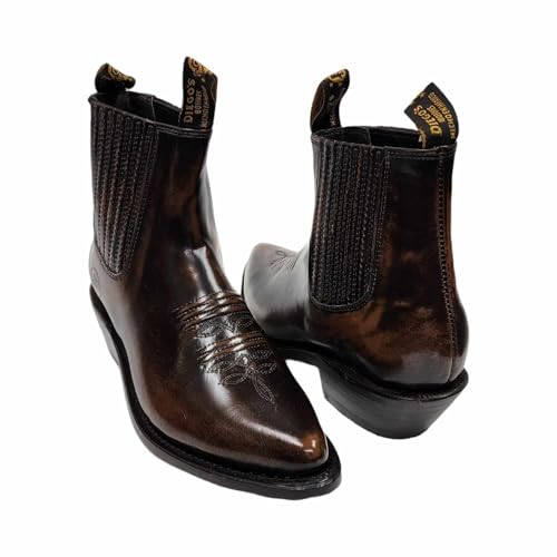 Dona Michi MEN'S GENUINE LEATHER WESTERN STYLE COWBOY SLIP ON ANKLE BOOTS~ - Main Image