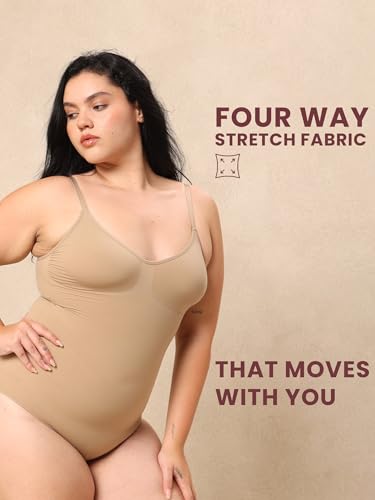 Image of Krvvy Premium Shapewear Bodysuit for Women | Body Shaper With All-Day Comfort, Seamless, Waist Sculpting, Tummy Tucker, Invisible Under Clothes |