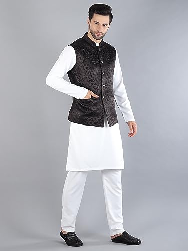 Image of Uri and MacKenzie Men's Silk Blend Kurta Pajama with Designer Ethnic Nehru Jacket /Modi Jacket