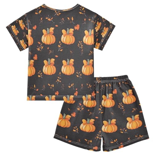 senya Short Sleeve Pajamas Sets Summer Cotton Sleepwear Bows Pumpkins2