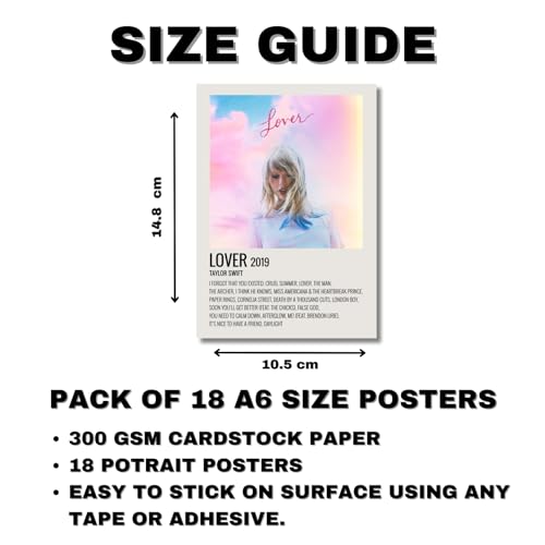 Image of Pop Song Posters Pack of 18 (14.8 x 10.5cm) 300 GSM | Album Minimalist Poster Set | Pinterest Wall Posters | Aesthetic Wall Collage Kit | Aesthetic Wall Decor | Wall Prints for Office