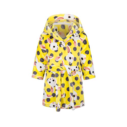 YOLIA Kids Bathrobes Boys Girls Cartoon Hooded Robes Plush Sleepwear Gowns