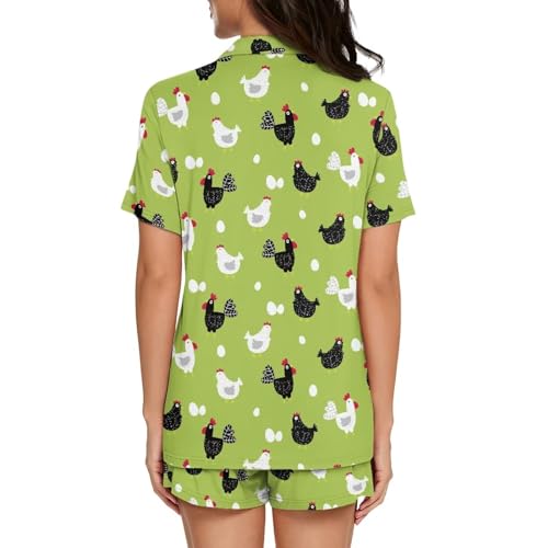 Image of Women's Short Sleeve Sleepwear Pajamas Nightwear with Pockets | skin-friendly breathable material resists pilling fading and deformation after repeated washing