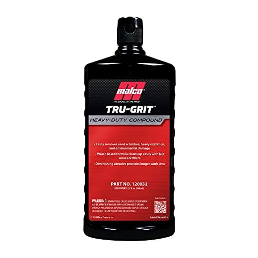 Malco Tru Grit - Heavy Duty Buffing and Polishing Compound for Cars/Automotive Paint Correction and Detailing/Removes 1000-1500 Grit Sand Scratches / 32 Oz. (120032)