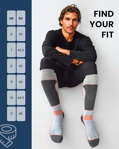 Threadco Mens Ski Socks (4-Pack) | Long Mens Thermal Socks For Skiing, Snowboarding, Walking | Anti-Blister High Performance Winter Socks | Men's Dark Mix Uk 6-11 | - 6
