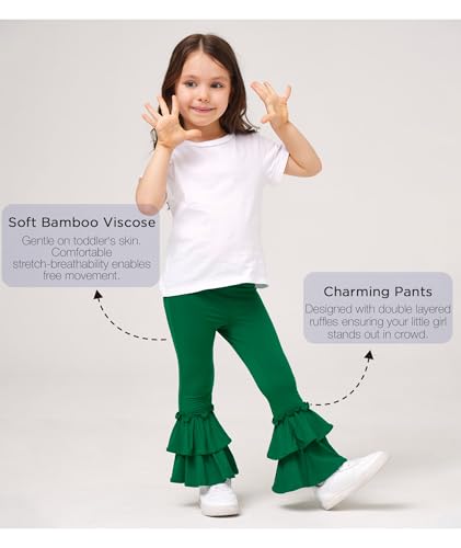 Bamboo Viscose Pants for Girls Toddler Bell Bottoms Ruffled Flare Leggings2