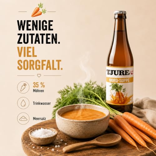Tjure Morosche Karottensuppe für Hund & Katze | 6 x 320 ml | Schonkost für Hunde bei Durchfall | Zur Ergänzung der Fütterung in besonderen Phasen | Ohne Zusatzstoffe | Made in Germany
