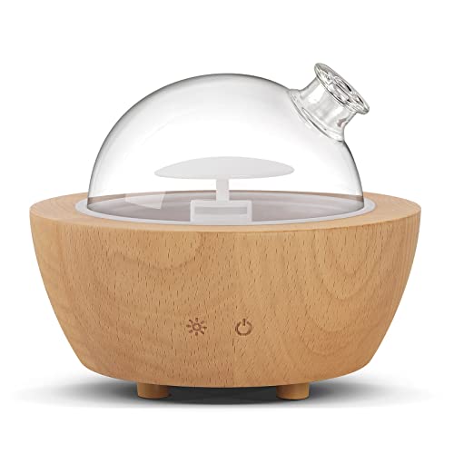 Wanlola 280Ml Glass Essential Oil Diffuser With Natural Wood Base, Aromatherapy Diffuser For Essential Oil, Cool Mist Air Humidifier With 7 Color Lights For Office, Home, Bedroom #TOP30