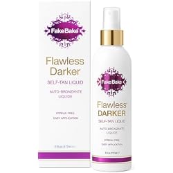 Fake Bake Flawless Self Tanner Liquid | Long Lasting Fake Tan | 6 Oz | Streak-Free Natural Self Tanning Lotion Glow for All Skin Tones | Sunless Tanner Includes Mitt for Easy Application