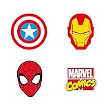 Marvel Avengers Gomas de Borrar, Iron Man Spiderman Capitan America Pack de 4 Toppers de Lápiz, Set Papelería para Niños y Adolescentes, Material Escolar, Vuelta al Cole