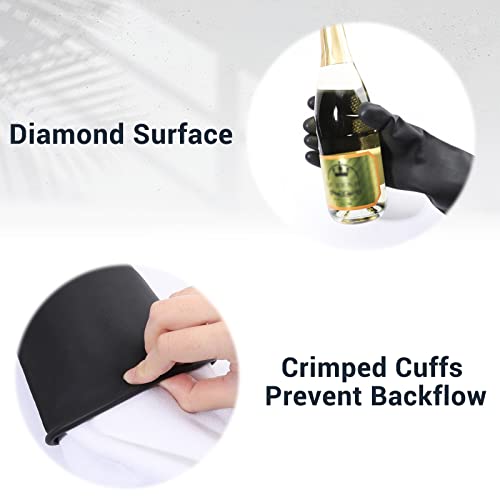 Enpoint Thick Chemical Resistant Rubber Gloves, 3 Pairs 18" Black Safety Work Gloves, Waterproof Cleaning Protective Heavy Duty Gloves, Acid/Alkali/Oil Resistant Gloves With Non-Slip Diamond Grip #TOP3