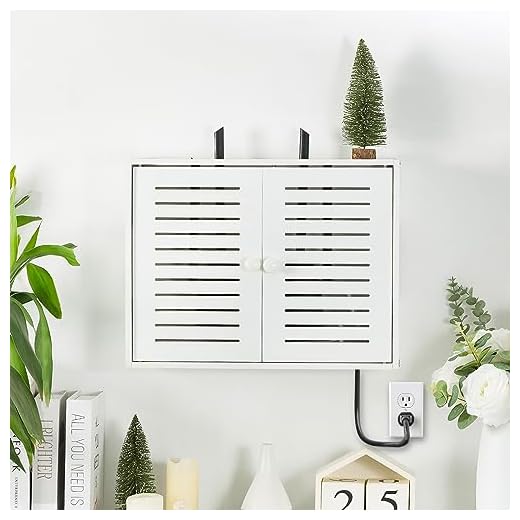 Noviko WiFi Storage Box Wall Mount WiFi Router Box Hider Decorative Router Storage Box Modem Wall Mount (White, 16.5" W x 4.7" D x 12.6" H)