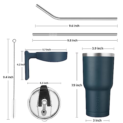 Image of BJPKPK 30 oz Tumbler with Handle & Straw, Insulated Stainless Steel Mug