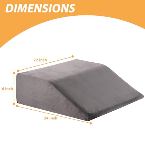 Image of Bedluxe Leg Elevation Pillows, Leg Pillows for Sleeping, Cooling Gel Memory Foam Top, Wedge Pillow for Legs, Leg Wedges for Circulation, Swelling, After Surgery - Removable Cover (6 Inch, Dark Grey)