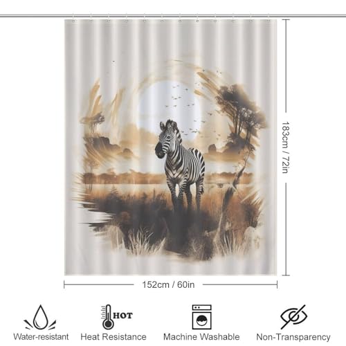 Rideau de douche zèbre imperméable en polyester 152x183cm avec 12 crochets - 4