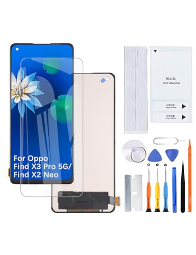 H&LYCYJ Display Screen for Oppo Find X3 Pro 5G/Find X2 Neo TFT CPH2173 PEEM00 OPG03 LCD Screen Replacement Assembly with Kit (Without Fingerprints, Not Curved Screen)