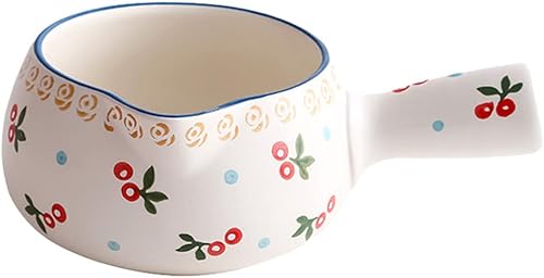Angoily 1pc Strawberry Milk Pan Ceramic Cooking Pot Milk Boiling Pot Chess Melt Warmer Ceramic Saucepan Butter Melting Cooking s Kitchen Baby Single