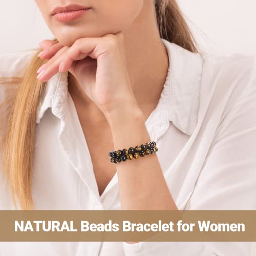 Hermolante Tiger Eye Bracelet, Natural Stone Bracelet, Chakra Bracelet, Double Strength 8Mm Adjustable Protection Bracelet, Beaded Bracelet Bringing Health And Prosperity, Bracelet For Men Women #TOP4