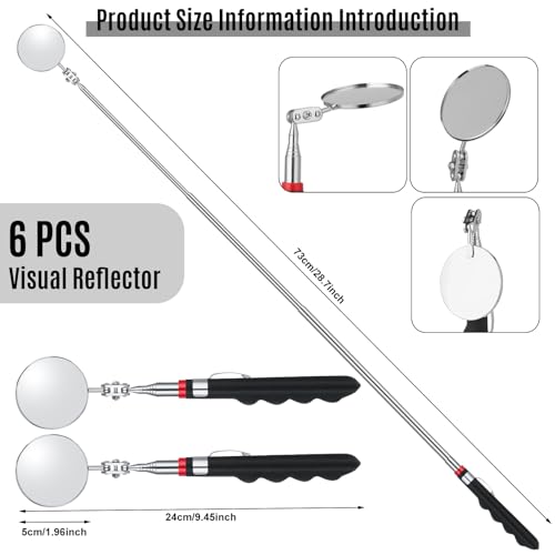 GGSTDDUP 6 Pcs Telescoping Inspection Mirror,Retractable 30 Inch Mechanical Mirror Tool,Under Vehicle Inspection Mirror,Car Visual Reflector,Retractable Under Vehicle Detection Mirror Repair Tool