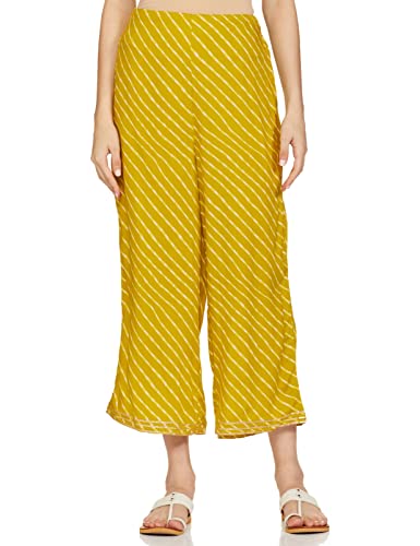 Image of Rangriti Lime Green Viscose Rayon Palazzo for Women