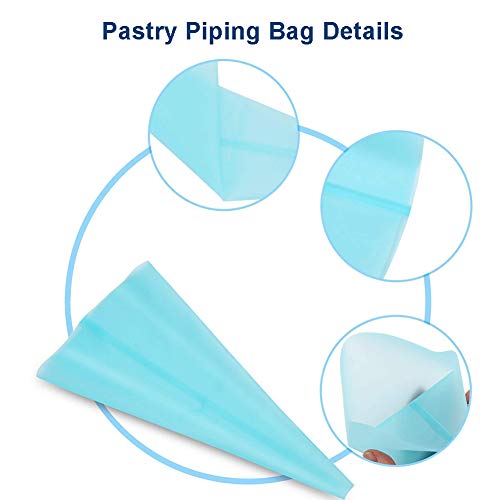 كيس معجنات من السيليكون مع 6 قطع من رؤوس الفولاذ المقاوم للصدأ ، كيس معجنات قابل لإعادة الاستخدام من ميسار ، أداة تزيين الكيك بنفسك - فوهات تثليج وحقائب كريمة لتزيين التجميد والحلوى - مجموعة واحدة (8