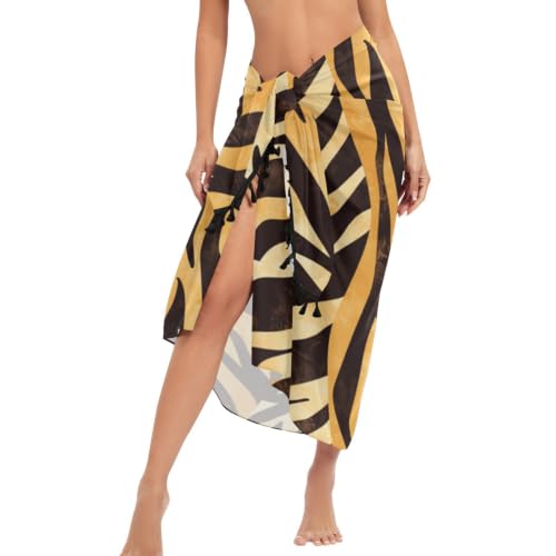 Pareo de traje de baño de piel de tigre y vestidos de playa sueltos para mujer