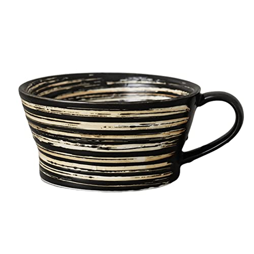 BOSUGE Tazones de Sopa, Taza de Sopa con asa, Tazón de Desayuno de 12 oz for Helado, Postre, Tazón de cerámica pequeño, Taza de Sopa Apto for microondas.-negro-350ml (Color : Schwarz, Size : 350ml)