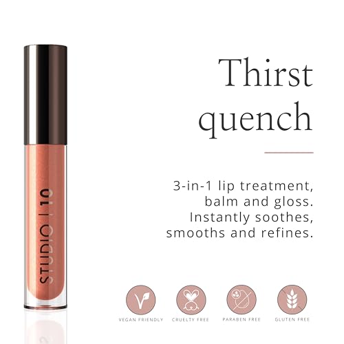 Studio 10 Lip Perfecting Balm Gloss - Triple-Action Hydrating Tinted Lip Balm & Gloss - Ultimate Lip Treat for Hydrated, Luscious Lips - Wearable Peach Shade - Image 3