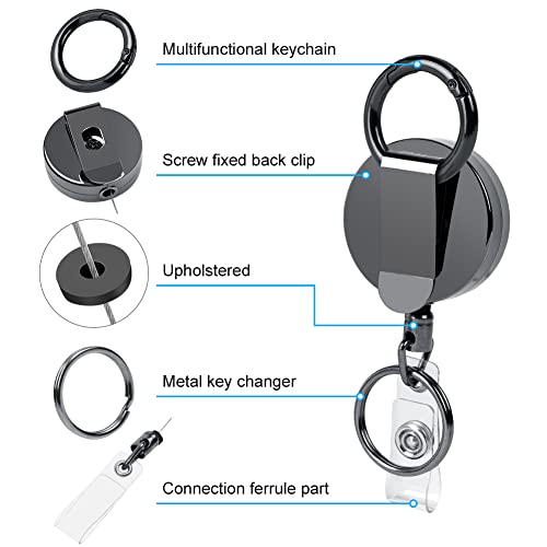 Vicloon Retractable Lanyard, 2pcs Id Badge Holder with Card Holder Retractable Badge Holder Key Chain and Key Belt Reel - Image 3