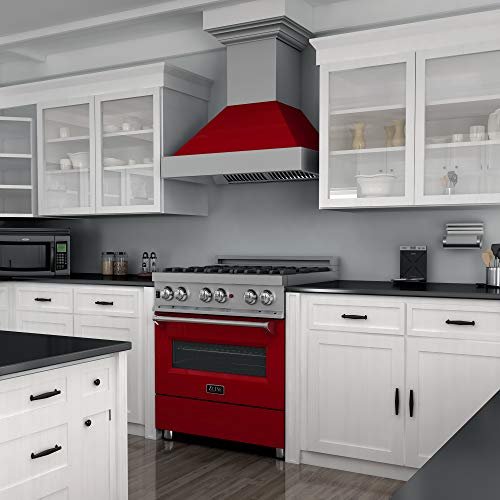 Zline 30" 4.0 Cu. Ft. Dual Fuel Range With Gas Stove And Electric Oven In Durasnow® With Color Options (Ras-Sn-30) (Red Gloss) #TOP5