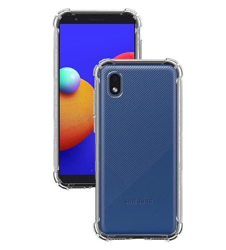 Image of COVERBLACK Soft Bumper Back Case with Cushioned Edges with Color Button Shockproof Back Cover for Samsung Galaxy A01 Core - Transparent