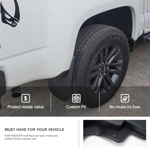 Image of Kiwi Master Mud Flaps for 2015-2022 Chevy Colorado, GMC Canyon Without Flares or Cladding (Excludes ZR2) Heavy Duty Front & Rear Mud Guards
