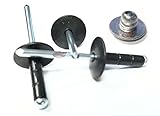 Flat Black 3/16' Pop Rivet Large Head Aluminum Steel Mandrel Multi Grip Rivets 100 Pack