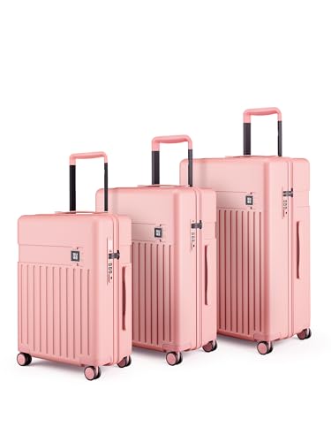 Image of EUME Classic Cabin 55 Cm, Check-in Medium 65 Cm & Check-in Large 75 Cm Luggage Trolley Bags for Travel - Set of 3 (Pink Blaze) | Polycarbonate (PC) 8 Hinomoto Wheels Suitcase | Cabin Trolley Bags