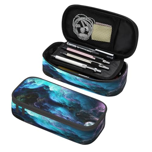 Image of Beautiful Cloud Large Pencil Case With Zipper Compartments Stationery Pencil Bag For Kids Teens Students School Supplies