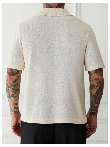 Men's Floral Sweaters Button Down Short Sleeve Collar Knitwear Casual Knit Tops2