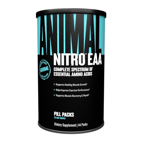 Animal Nitro EAA – Post-Workout Recovery and Repair, Supports Lean Muscle Growth, Complete Spectrum of Essential Amino Acids & BCAA Supplement for Men and Women, 44 Packs