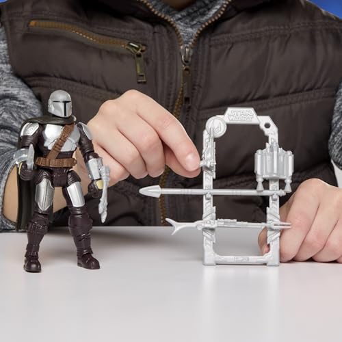 Image of STAR WARS ActionVerse The Mandalorian 4.5-Inch Action Figure & Accessories, Reusable Accessory Storage Rack, Toys for Boys & Girls Ages 4+