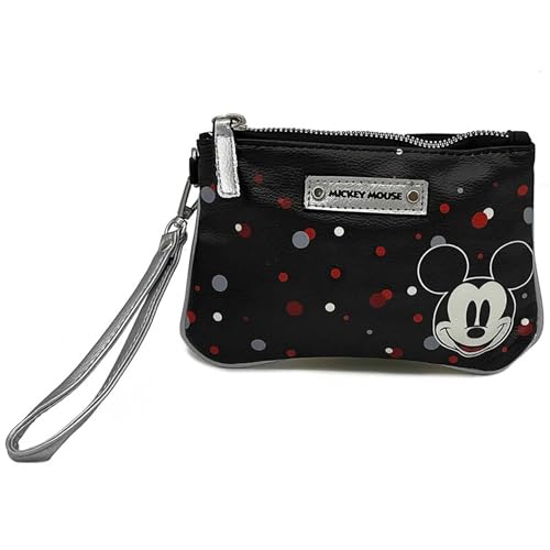 Mickey Mouse Wristlet Purse for Girls and Women, Black, 6.5