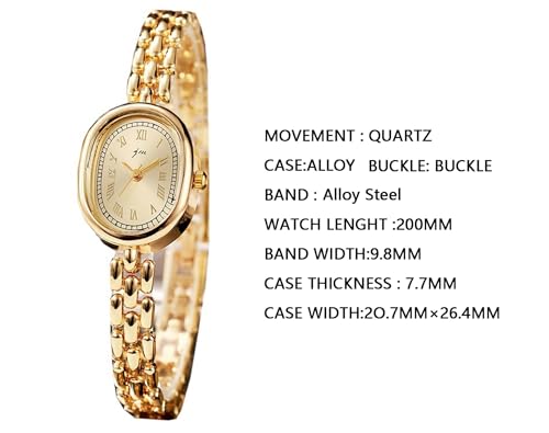 PASOY Women’s Bracelet Watch Small Face – Elegant Oval Quartz Analog Wristwatch with Metal Link Band, Gold & Silver Options, Slim Roman Numeral Dial Dress Watch for Ladies - Image 3